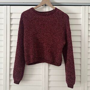 Sanctuary Maroon Cropped Velour Sweater XS